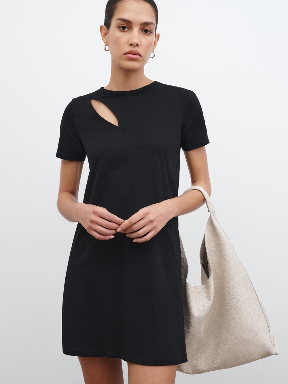 Marcella NYC Leonie Dress Black Cut-Out T-Shirt Mini Dress Size XL